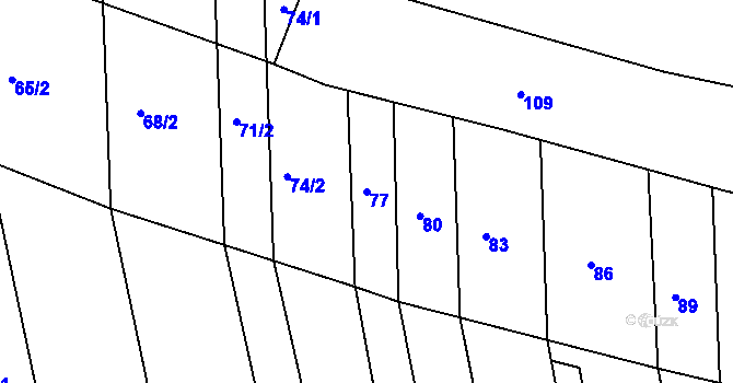 Parcela st. 77 v KÚ Telnice u Brna, Katastrální mapa