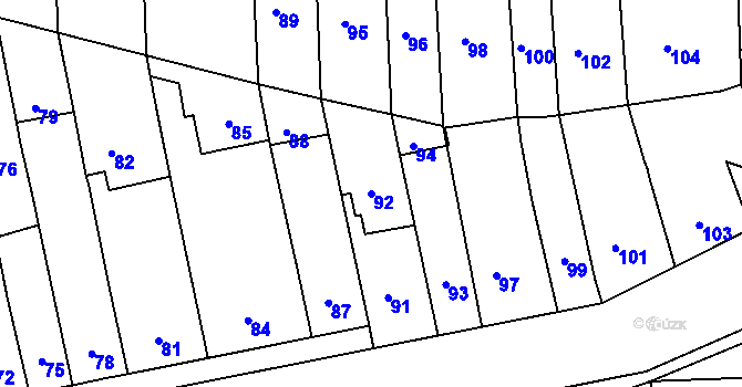 Parcela st. 92 v KÚ Telnice u Brna, Katastrální mapa