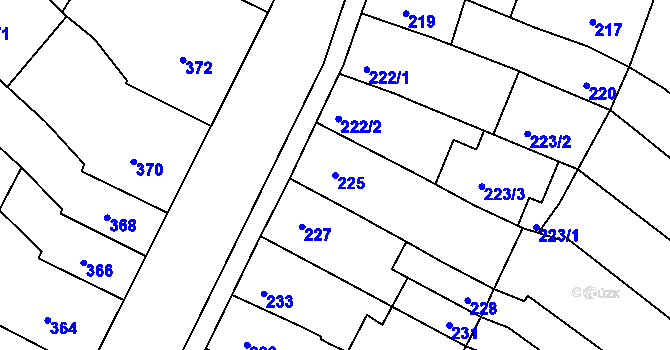 Parcela st. 225 v KÚ Telnice u Brna, Katastrální mapa