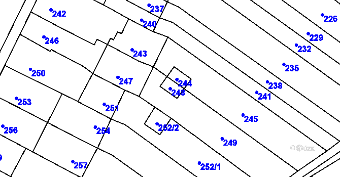 Parcela st. 248 v KÚ Telnice u Brna, Katastrální mapa