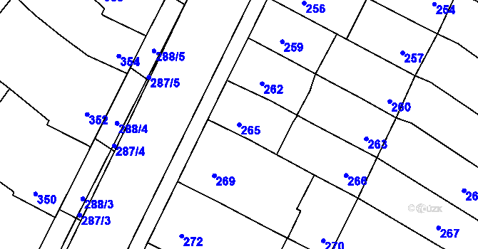 Parcela st. 265 v KÚ Telnice u Brna, Katastrální mapa