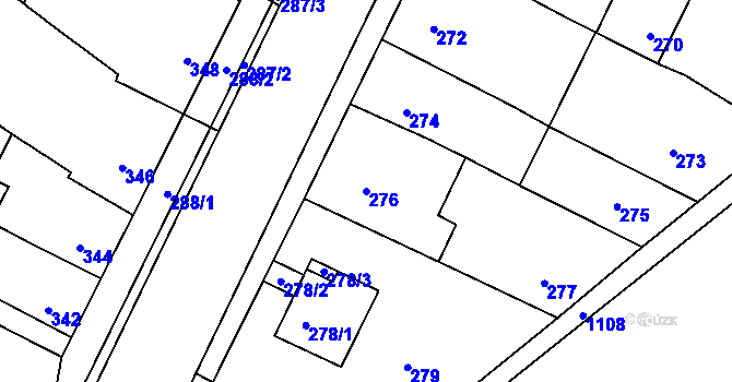 Parcela st. 276 v KÚ Telnice u Brna, Katastrální mapa