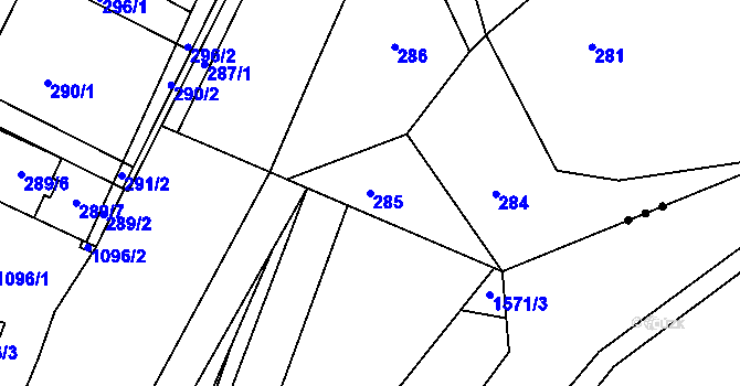 Parcela st. 285 v KÚ Telnice u Brna, Katastrální mapa