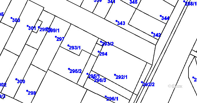 Parcela st. 294 v KÚ Telnice u Brna, Katastrální mapa