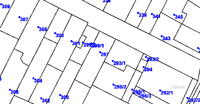 Parcela st. 297 v KÚ Telnice u Brna, Katastrální mapa