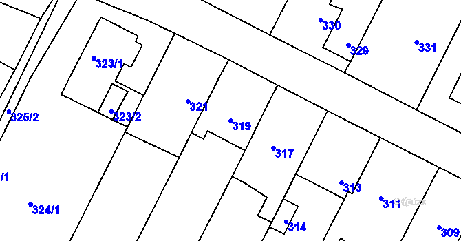Parcela st. 319 v KÚ Telnice u Brna, Katastrální mapa