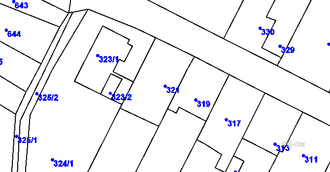 Parcela st. 321 v KÚ Telnice u Brna, Katastrální mapa