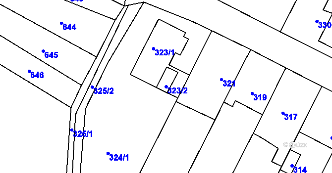 Parcela st. 323/2 v KÚ Telnice u Brna, Katastrální mapa