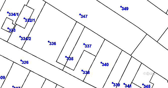Parcela st. 337 v KÚ Telnice u Brna, Katastrální mapa