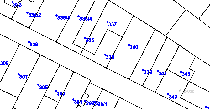 Parcela st. 338 v KÚ Telnice u Brna, Katastrální mapa