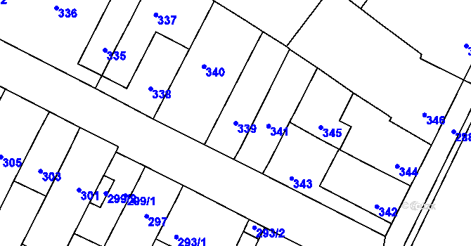 Parcela st. 339 v KÚ Telnice u Brna, Katastrální mapa
