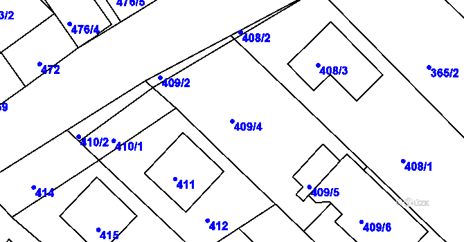 Parcela st. 409/4 v KÚ Telnice u Brna, Katastrální mapa