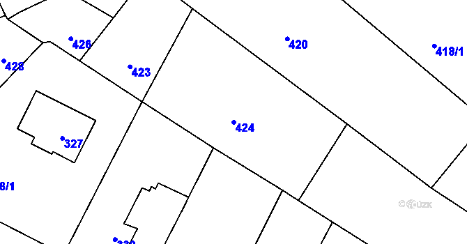 Parcela st. 424 v KÚ Telnice u Brna, Katastrální mapa