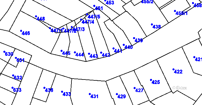 Parcela st. 442 v KÚ Telnice u Brna, Katastrální mapa