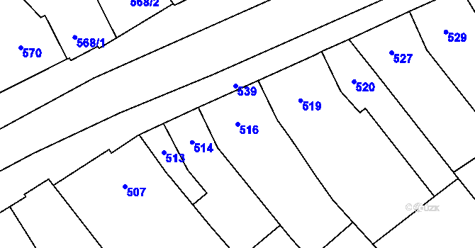 Parcela st. 516 v KÚ Telnice u Brna, Katastrální mapa