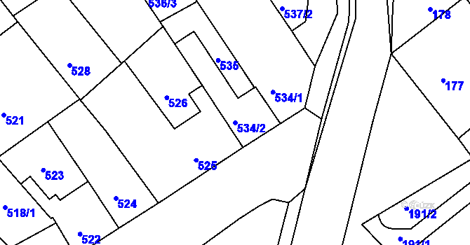 Parcela st. 534/2 v KÚ Telnice u Brna, Katastrální mapa