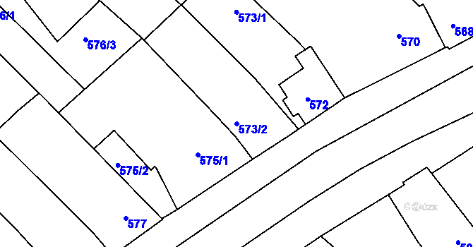 Parcela st. 573/2 v KÚ Telnice u Brna, Katastrální mapa