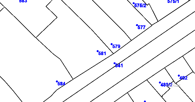 Parcela st. 581 v KÚ Telnice u Brna, Katastrální mapa