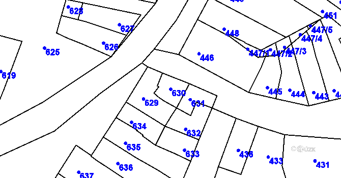 Parcela st. 630 v KÚ Telnice u Brna, Katastrální mapa