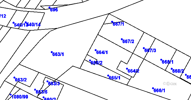 Parcela st. 664/1 v KÚ Telnice u Brna, Katastrální mapa