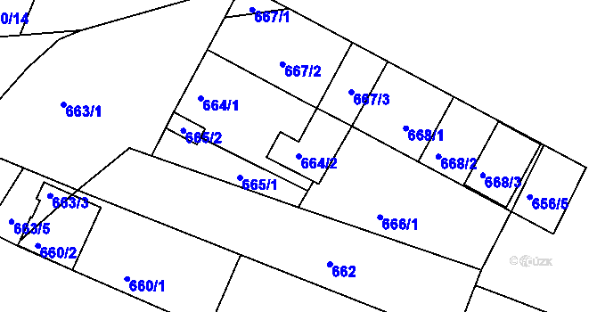 Parcela st. 664/2 v KÚ Telnice u Brna, Katastrální mapa