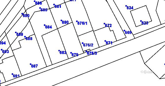 Parcela st. 676/2 v KÚ Telnice u Brna, Katastrální mapa