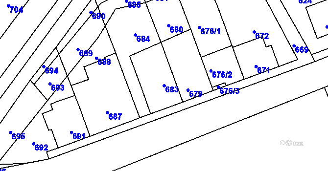 Parcela st. 683 v KÚ Telnice u Brna, Katastrální mapa