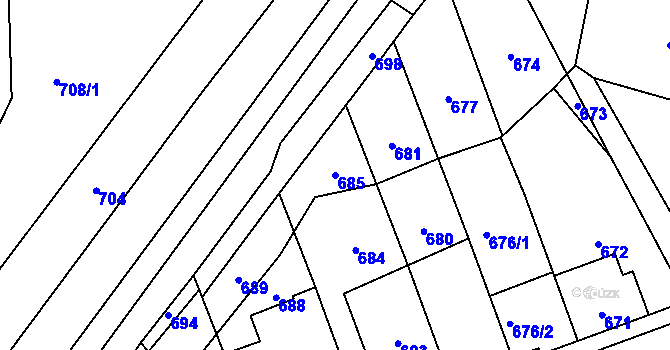 Parcela st. 685 v KÚ Telnice u Brna, Katastrální mapa