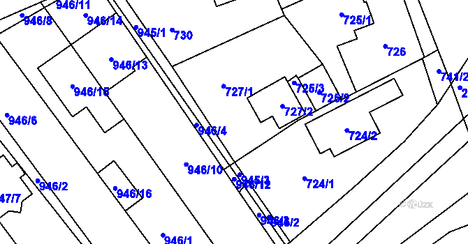 Parcela st. 727 v KÚ Telnice u Brna, Katastrální mapa
