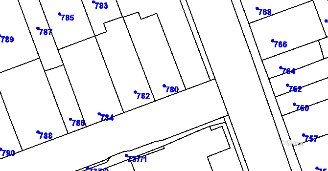 Parcela st. 780 v KÚ Telnice u Brna, Katastrální mapa