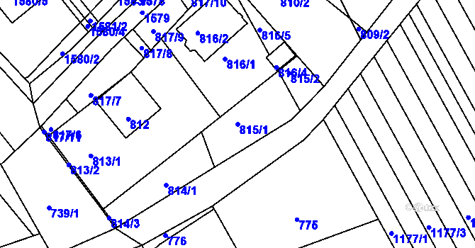 Parcela st. 815/1 v KÚ Telnice u Brna, Katastrální mapa