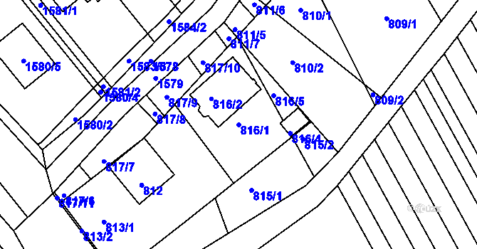 Parcela st. 816/1 v KÚ Telnice u Brna, Katastrální mapa
