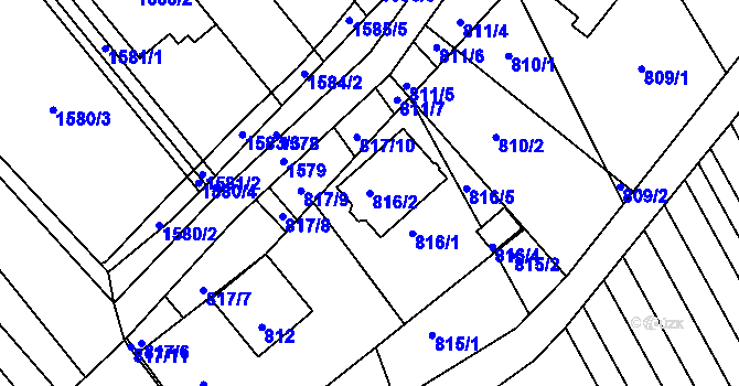 Parcela st. 816/2 v KÚ Telnice u Brna, Katastrální mapa