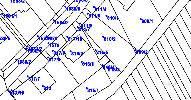 Parcela st. 816/5 v KÚ Telnice u Brna, Katastrální mapa