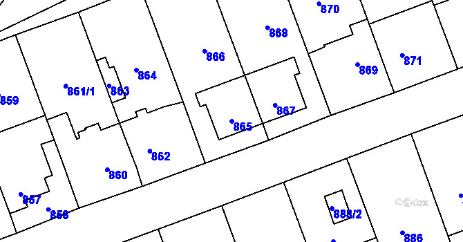 Parcela st. 865 v KÚ Telnice u Brna, Katastrální mapa
