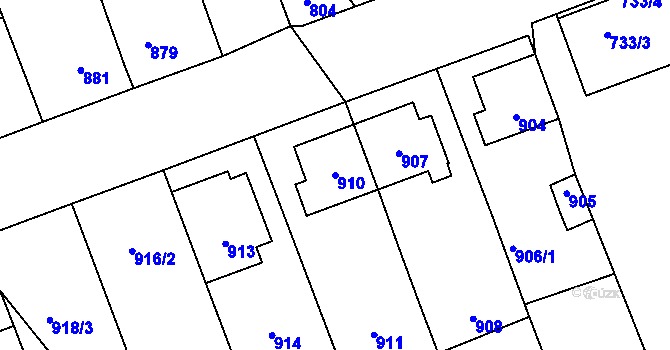 Parcela st. 910 v KÚ Telnice u Brna, Katastrální mapa