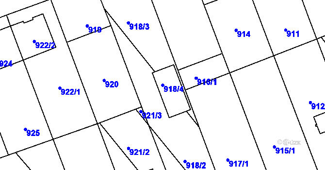 Parcela st. 918/4 v KÚ Telnice u Brna, Katastrální mapa
