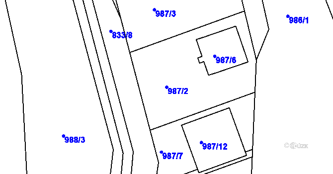 Parcela st. 987/2 v KÚ Telnice u Brna, Katastrální mapa
