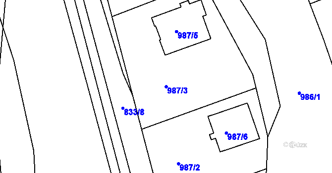 Parcela st. 987/3 v KÚ Telnice u Brna, Katastrální mapa