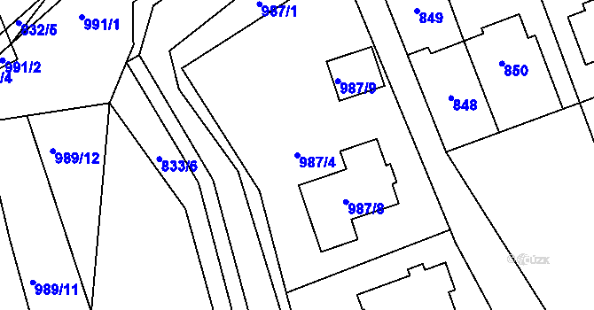 Parcela st. 987/4 v KÚ Telnice u Brna, Katastrální mapa