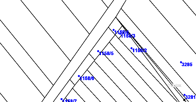 Parcela st. 1158/5 v KÚ Telnice u Brna, Katastrální mapa