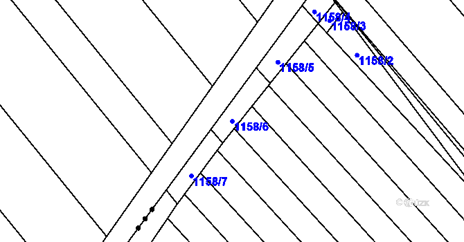 Parcela st. 1158/6 v KÚ Telnice u Brna, Katastrální mapa