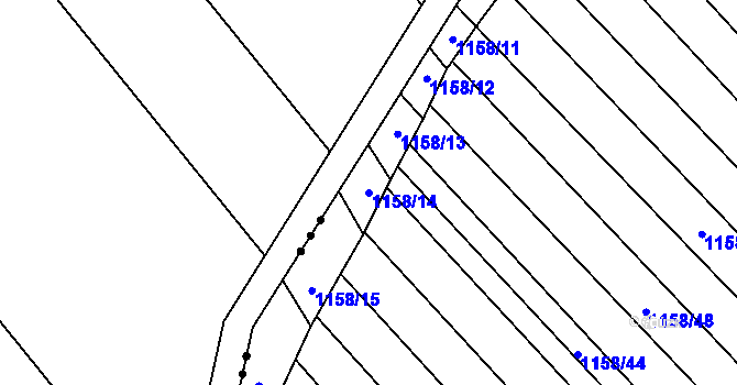 Parcela st. 1158/14 v KÚ Telnice u Brna, Katastrální mapa