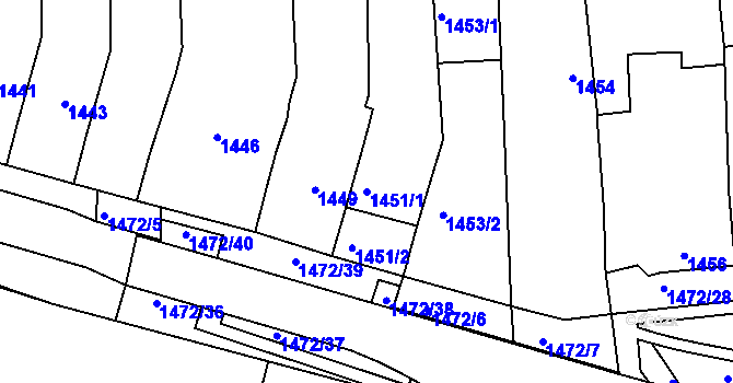 Parcela st. 1451/1 v KÚ Telnice u Brna, Katastrální mapa