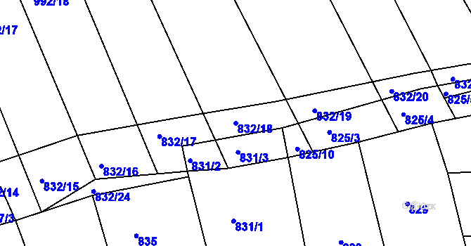 Parcela st. 832/18 v KÚ Telnice u Brna, Katastrální mapa