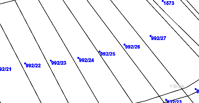 Parcela st. 992/25 v KÚ Telnice u Brna, Katastrální mapa