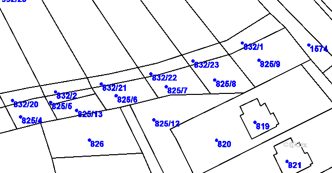 Parcela st. 825/7 v KÚ Telnice u Brna, Katastrální mapa