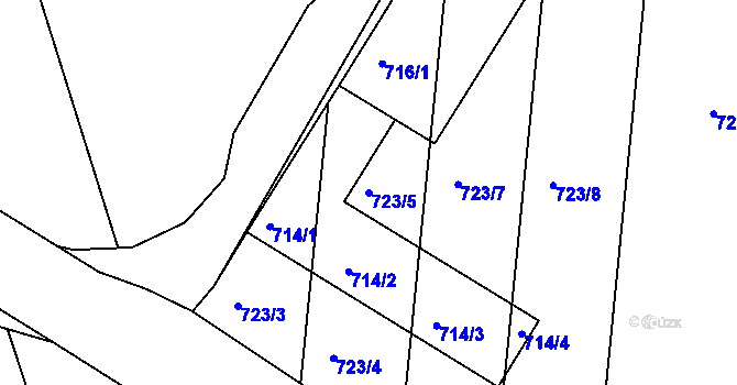 Parcela st. 723/5 v KÚ Telnice u Brna, Katastrální mapa