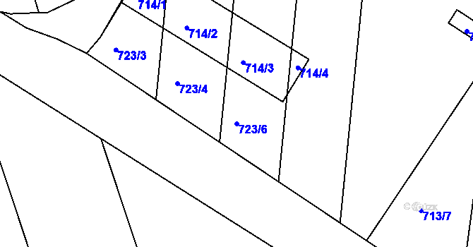 Parcela st. 723/6 v KÚ Telnice u Brna, Katastrální mapa