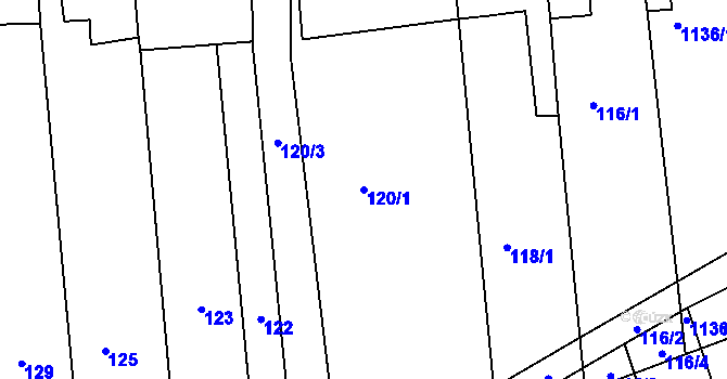 Parcela st. 120/1 v KÚ Telnice u Brna, Katastrální mapa
